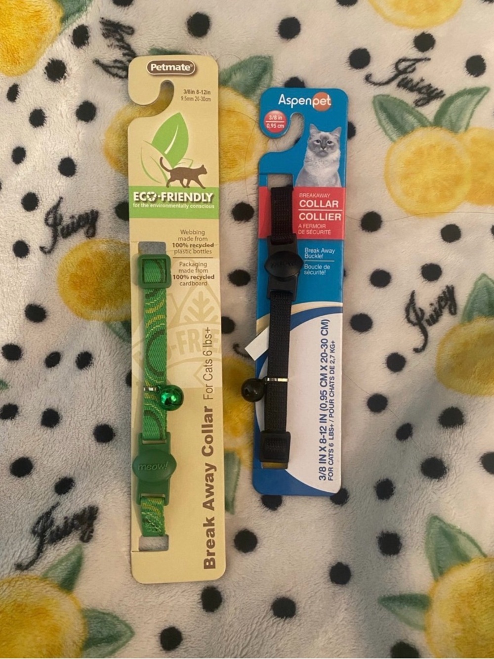 Petmate Eco-Friendly Green Cat Breakaway Collar & Aspen Pet Black Cat Collar